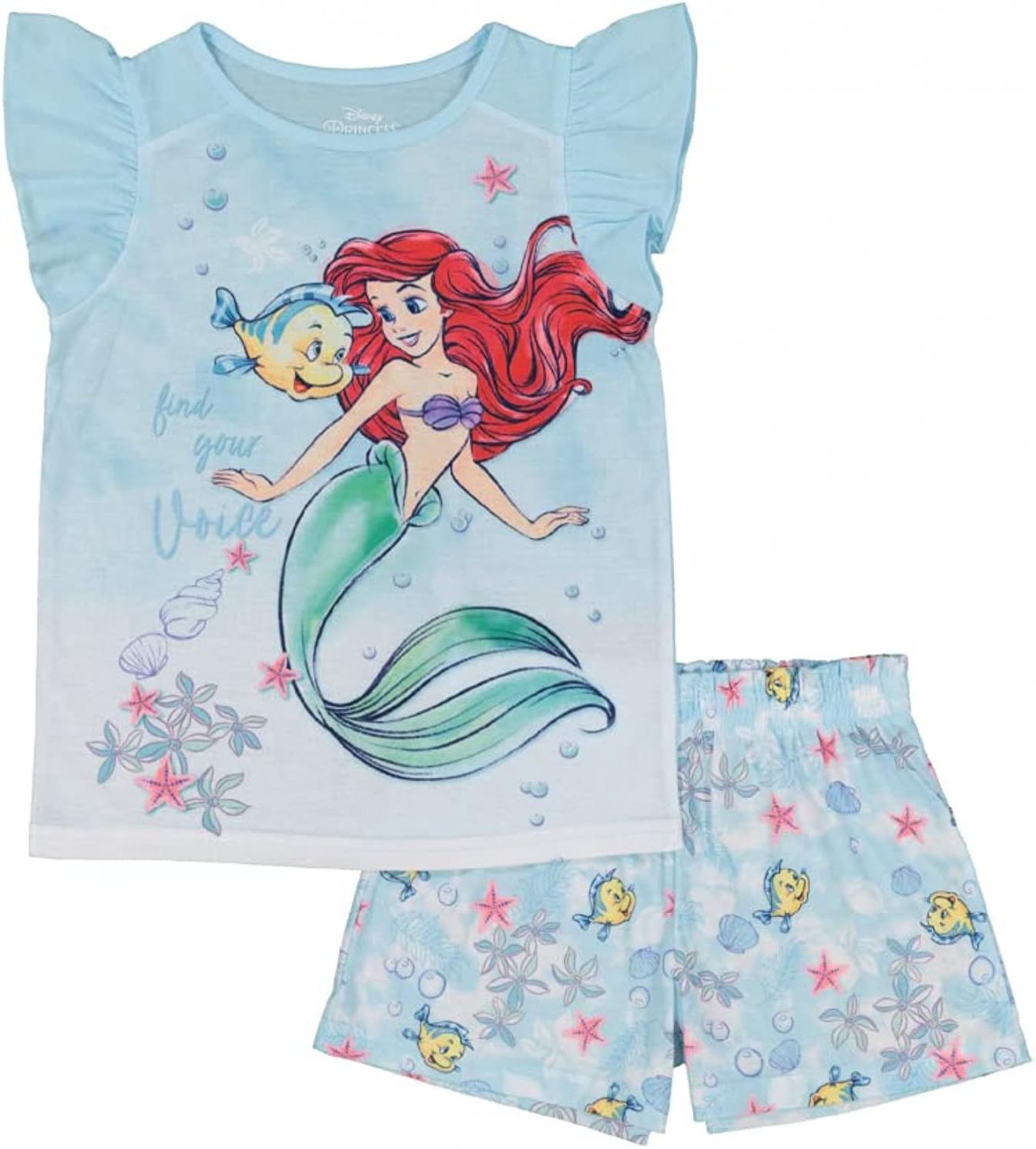 Disney Girls' Descendants | Princess | Little Mermaid 2-Piece Loose-Fit Pajamas Set