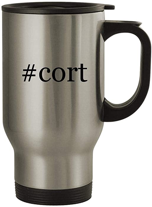#cort - 14oz Stainless Steel Travel Mug, Silver