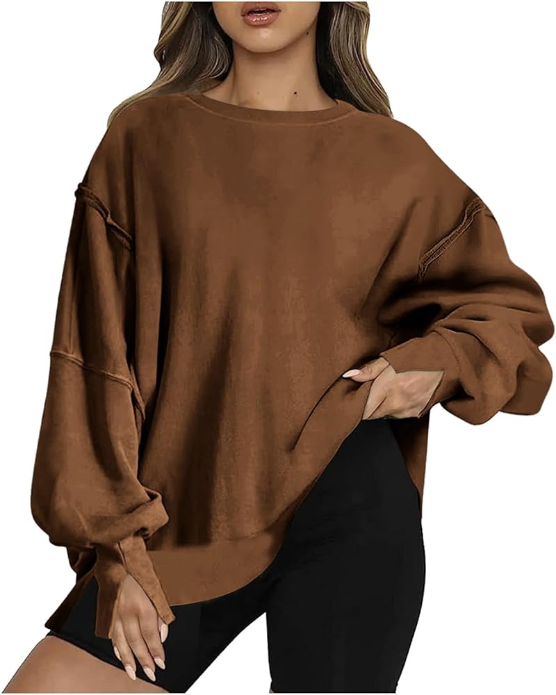 Ceboyel Womens Crewneck Sweatshirt 2023 Oversized Pullover Sweaters Long Sleeve Fashion Tops Baggy Trendy Winter Clothes
