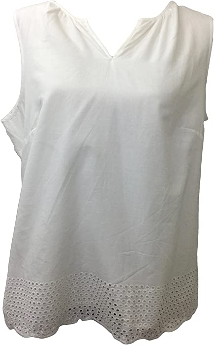 TALBOTS EYLET Tank TOP Blouse Shirt Size L P White