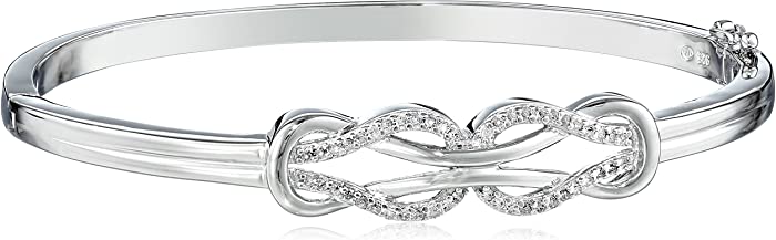 Amazon Collection Sterling Silver Diamond Double Knot Bangle Bracelet (1/4 cttw, J Color, I3 Clarity)