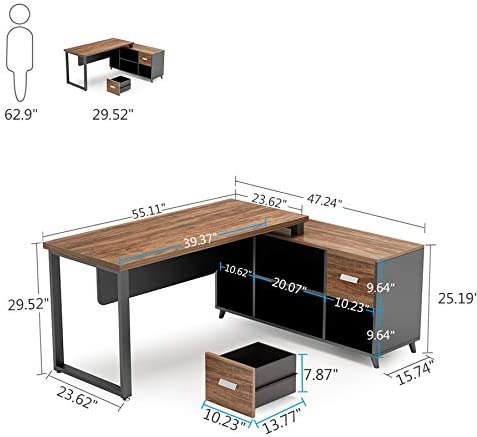 Tribesigns L-Shaped Computer Desk, 55 Inch Large Executive Office Desk ...