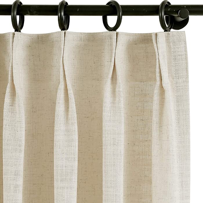 Custom Curtain Drapery Polyester Linen Curtain, for Traverse Rod and Rod, Living Room Curtain Dining Room Curtain, Blackout Room Darkening Lined and Unlined Curtain, ChadMade Liz Collection