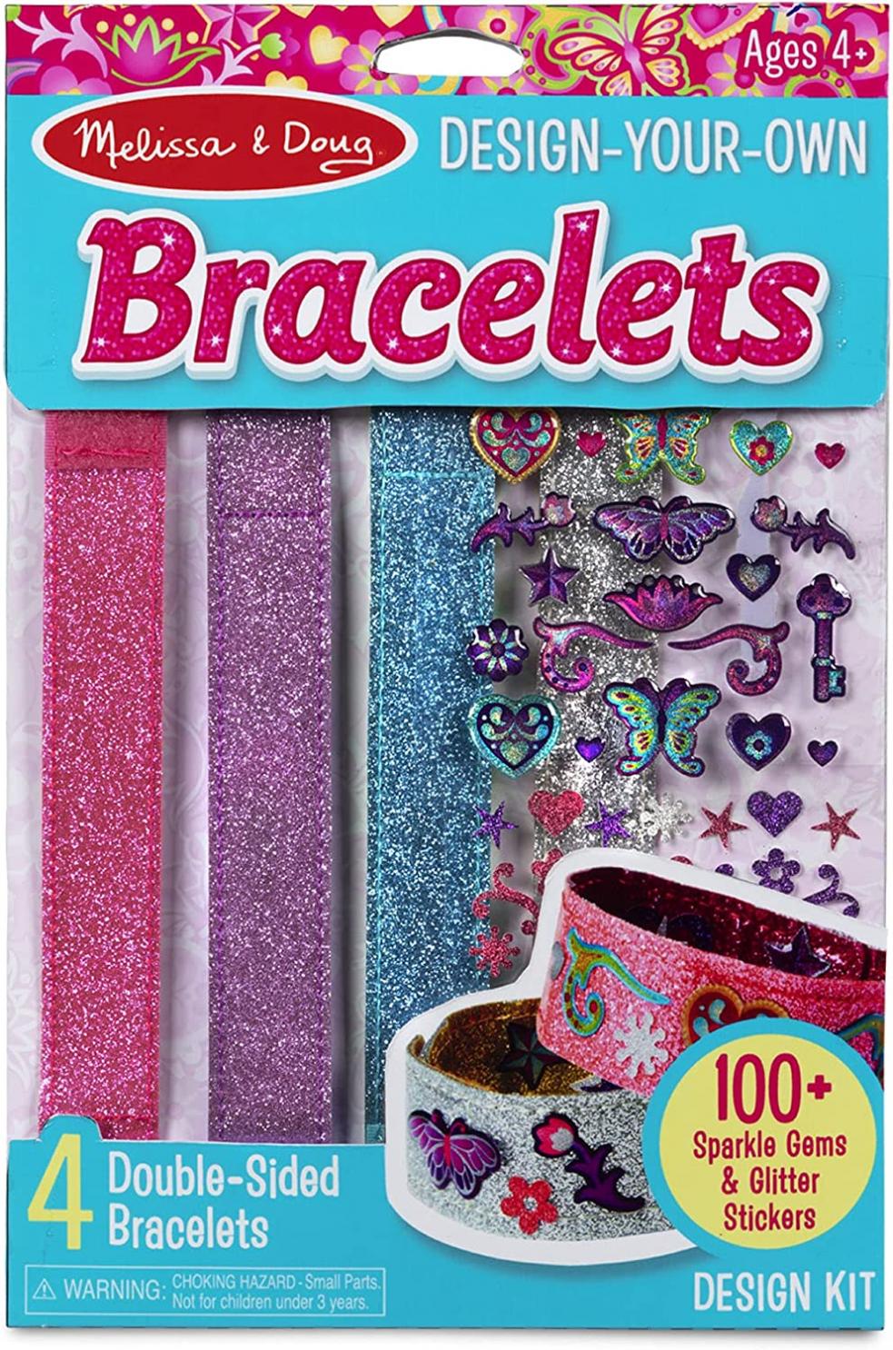 Melissa & Doug Design-Your-Own Bracelets With 100+ Sparkle Gem and Glitter Stickers - Kids Snap Bracelets, Kids Stickers, Jewelry Crafts For Kids Ages 4+