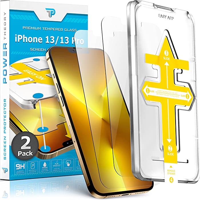 Power Theory Screen Protector for iPhone 13 Pro/iPhone 13 [2-Pack] with Easy Install Kit [Premium Tempered Glass]