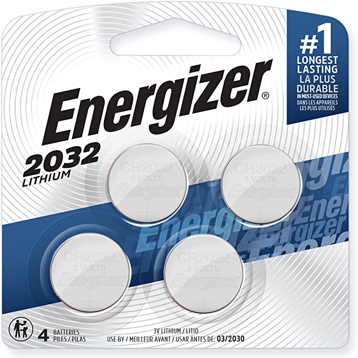 Energizer CR2032 Batteries, 3V Lithium Coin Cell 2032 Watch Battery, (4 Count)