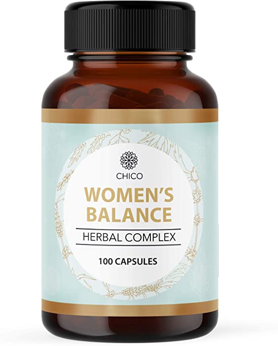 CHICO Women’s Balance Capsules - Organic Nutritional Supplement with Ashwagandha, Vitex, Motherwort, Maca & Dong Quai Root - Natural Herbal Complex for Relaxation & Female Health - 1000mg, 100 Caps