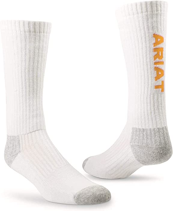 ARIAT mens Cotton 3-pair Pack Arch Support Reinforced Mid-calf Socks