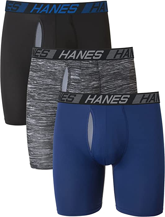 Hanes Total Support Pouch Men's Boxer Briefs Pack, X-Temp Cooling, Anti-Chafing, Moisture-Wicking Underwear, Trunks Available