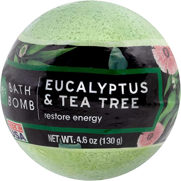 Nature's Beauty Eucalyptus & Tea Tree Bath Bomb, 4.6 oz - Fizzy Spa Bath Bomb Made with Coconut Oil & Witch Hazel to Help Soothe Skin & an Aroma to Help Restore Energy – 4-Pack