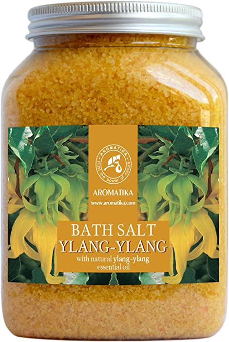 Ylang Ylang Bath Salts 1300g - 100% Natural Essential Ylang Oil - Best for Good Sleep - Bath Salts for Relaxation - Bathing - Wellness - Beauty - Relaxation - Aromatherapy - Sea Salt for Spa