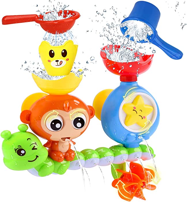 Bath Toys for Toddlers Kids Babies 1 2 3 Year Old Boys Girls Bathtub Toy with 2 Toy Cups Strong Suction Cups Ideas Color Box