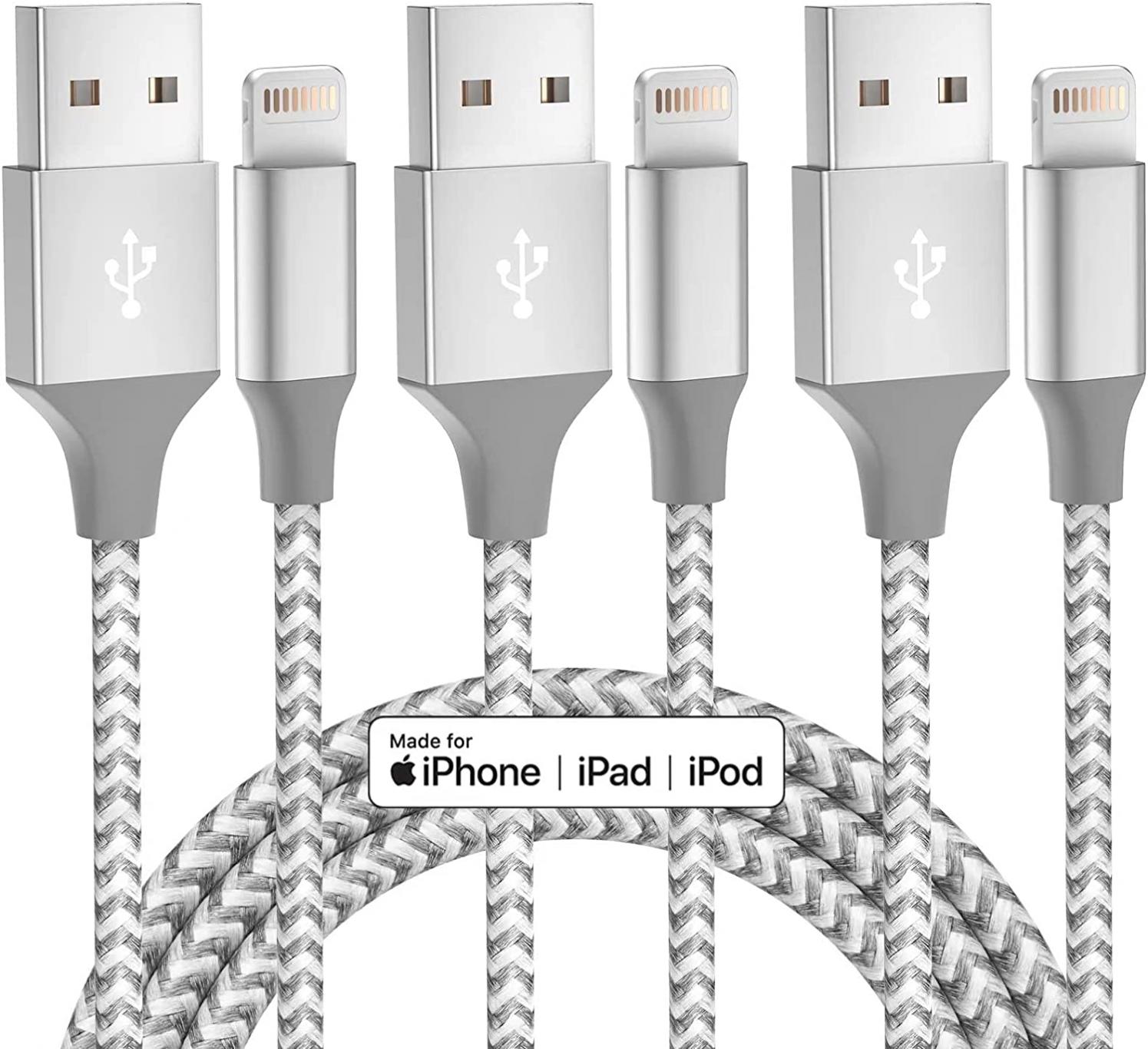 Apple MFi Certified Lightning Cable，3 Pack 10 FT iPhone Charger Fast Charging Cable Nylon Braided iPhone Cord Long Compatible with iPhone 13 12 11 Pro Max XR XS X 8 7 6 Plus SE iPad and More