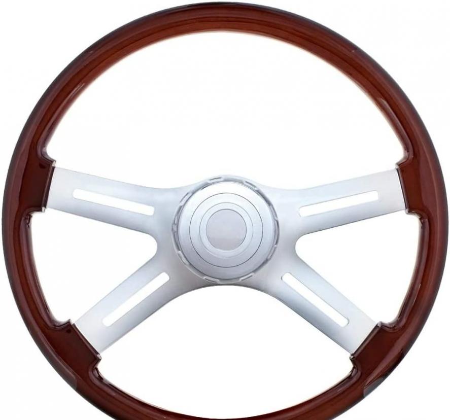 United Pacific 88136 18" Chrome 4 Spoke Steering Wheel With Hub & Horn Button Kit For Peterbilt (1998-2005) & Kenworth (2001-2002)