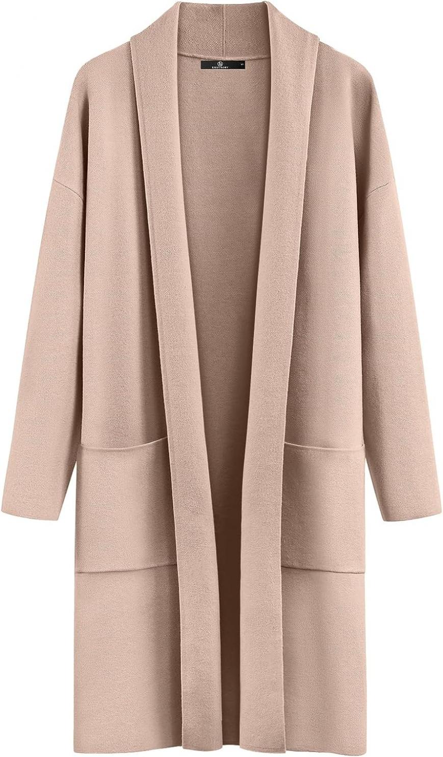 LILLUSORY Women's Oversized Long Cardigan Sweaters 2023 Fall Trendy Coatigan Lightweight Jackets Knit Winter Coat
