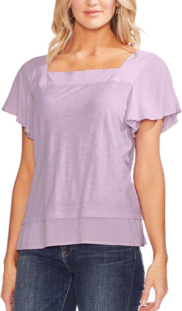 Vince Camuto Square-Neck Layered Top