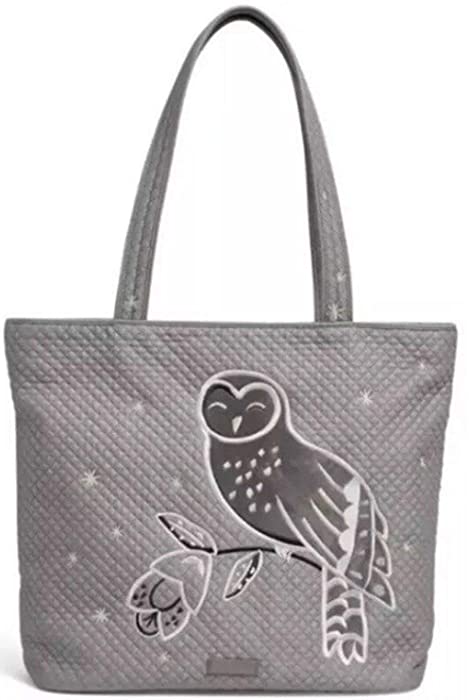 Vera Bradley Iconic Tote Bag Denim Grey Quilted Owl Special Edition