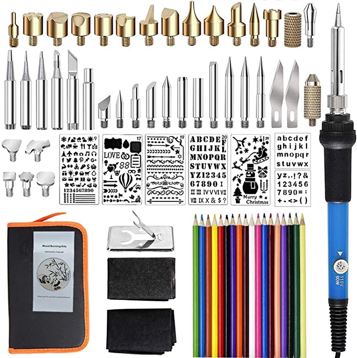 77 PCS Wood Burning Kit, Professional Wood Tool with Adjustable Temperature 200~450 ℃ Wood Burning Pen and Soldering Iron Various Creative DIY Tool Set Pyrography Pen for Embossing/Carving/Soldering