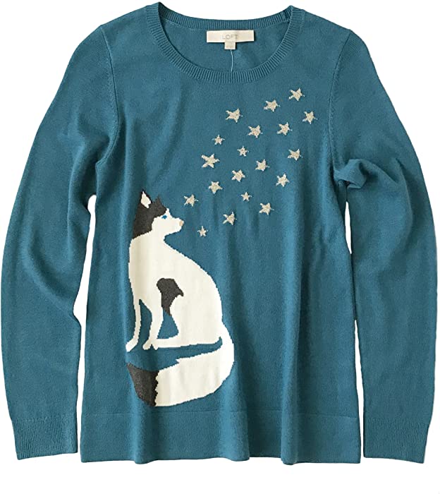 Ann Taylor LOFT Women's - Husky Dog Intarsia Crew Sweater