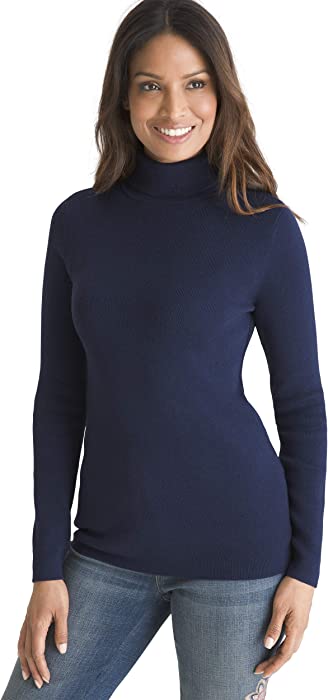 Chico's Women’s Coolmax Pullover Turtleneck Sweater with Moisture Wick Technology