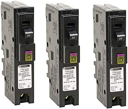 Square D by Schneider Electric HOM120PDFC Homeline Plug-On Neutral 20 Amp Single-Pole Dual Function (CAFCI and GFCI) Circuit Breaker, (Pack of 3)