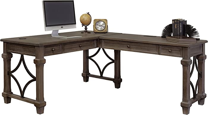 Martin Furniture Desk And Return, Weathered Dove