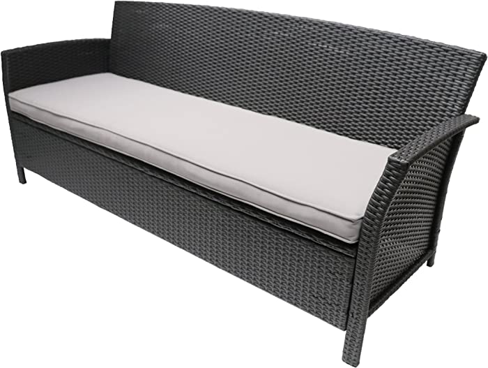 Great Deal Furniture Auguste Outdoor Wicker 3 Seater Sofa, Gray