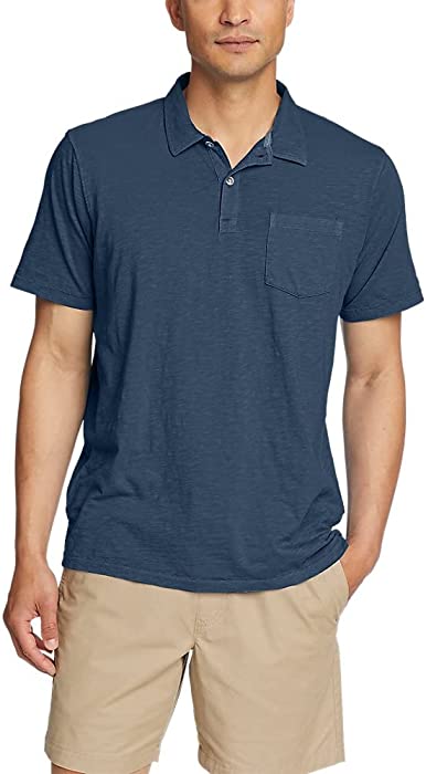 Eddie Bauer Men's Riverwash Short-Sleeve Slub Polo Shirt