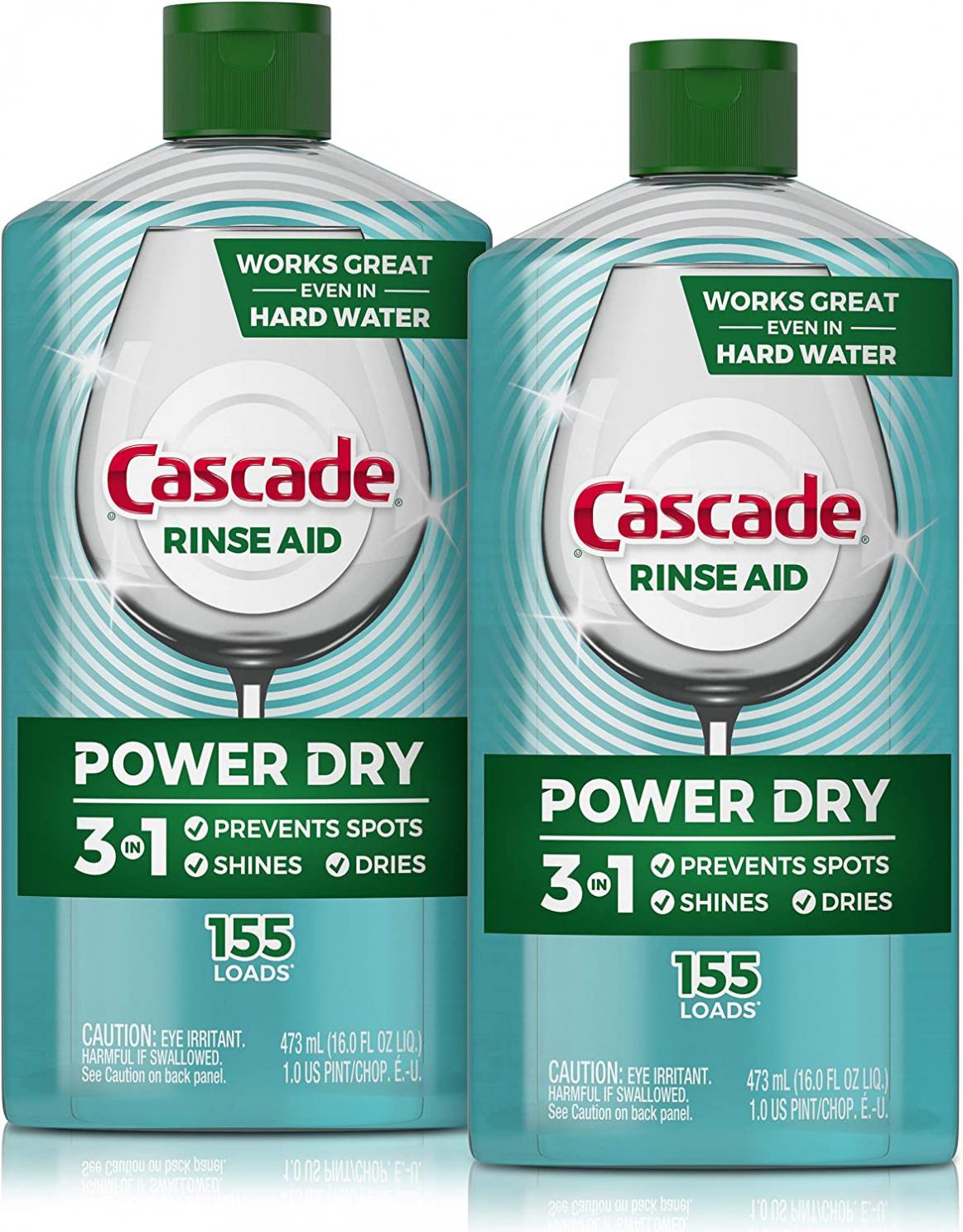 Cascade Power Dry Dishwasher Rinse Aid, 16 fl oz (2 Pack)