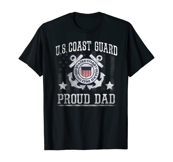 Mens Proud Dad US Coast Guard Shirt- USCG T Shirt