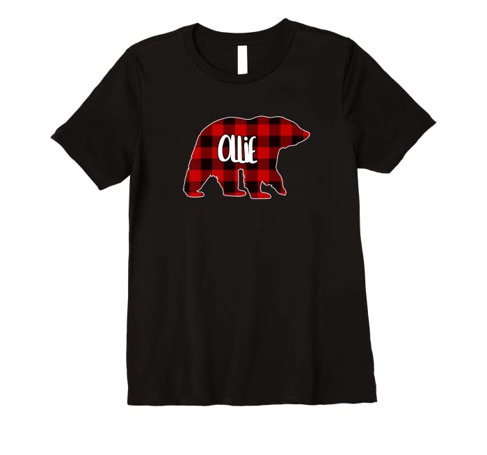 Womens Ollie Bear Custom Red Buffalo Plaid Christmas Pajama Premium T-Shirt