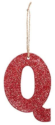 Pottery Barn German Glitter Letter Red, Q Christmas Ornaments Each