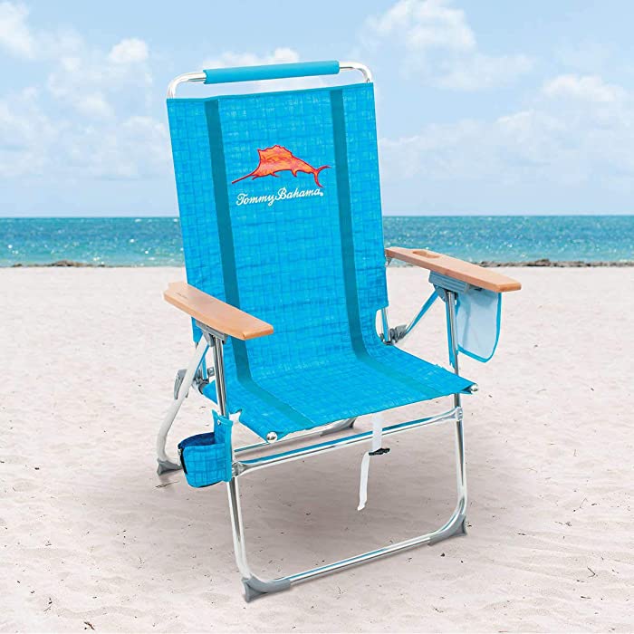 Tommy Bahama 7 Position Hi-Boy Beach Chair, Blue