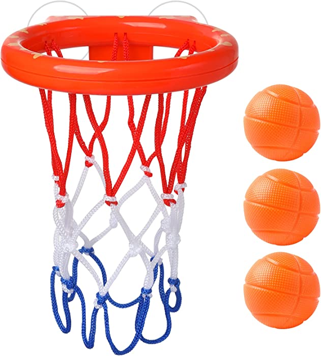 Bath Toys, Bathtub Basketball Hoop for Toddlers Kids, Boys and Girls with 3 Soft Balls Set & Strong Suction Cup, Bathtub Shooting Game & Fun Toddlers Bath Toys for Boys or Girls
