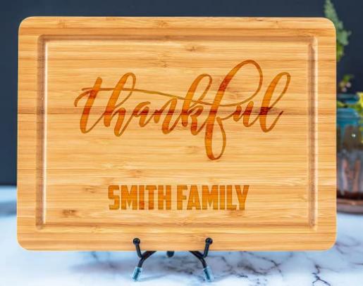 Thankful Cutting Boards, Housewarming Gift, Customize Your Board With Your Names, Family Thankful Decor, Engraved Thanksgiving Board