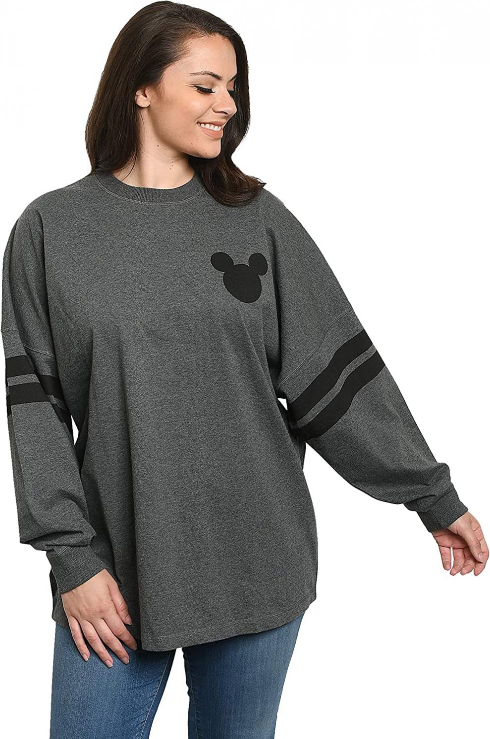Disney Jersey Womens Mickey Minnie Mouse Long Sleeve