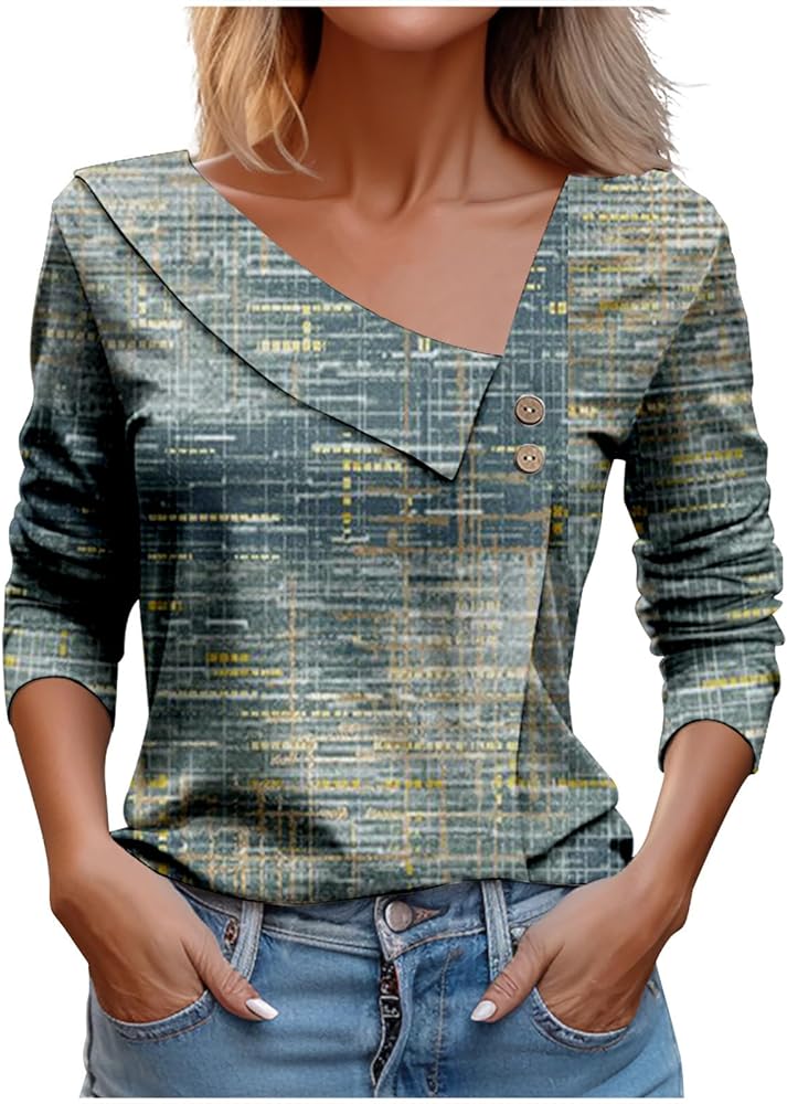 Womens Tops Spring Long Sleeve Shirts Trendy Fashion Clothes V Neck Tshirts Ladies Tunics Casual Blouses 2024