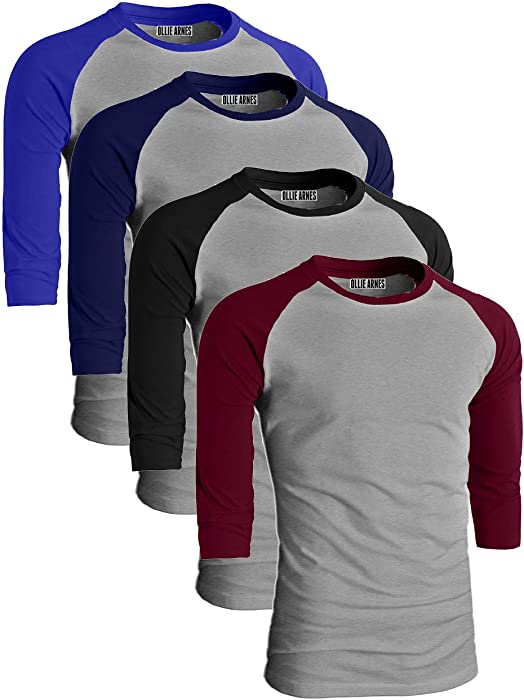 Sporty Two Tone Baseball Tee Shirt 3/4 Sleeve Raglan Matching Team Top