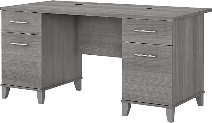 Bush Furniture Somerset 60W Office Desk with Drawers in Platinum Gray