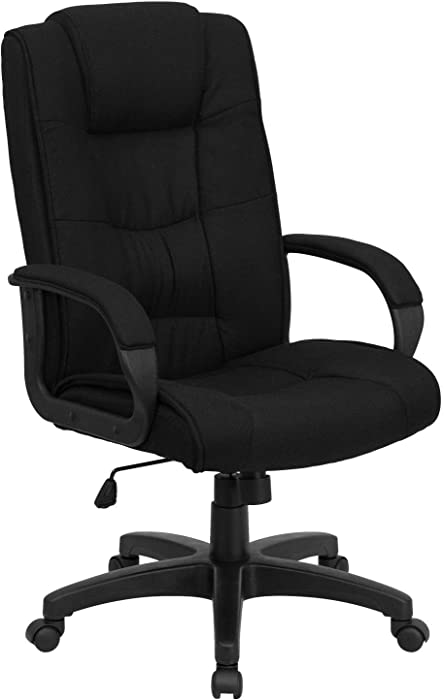 Flash Furniture High Back Black Fabric Executive Swivel Office Chair with Arms
