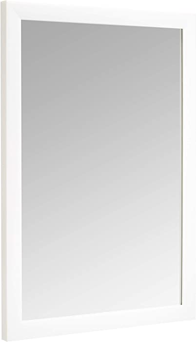 Amazon Basics Rectangular Wall Mirror 20" x 28", Standard Trim, White