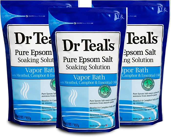 Dr Teal's Pure Epsom Salt, Vapor Bath with Menthol & Camphor, 2 lbs (Pack of 3)