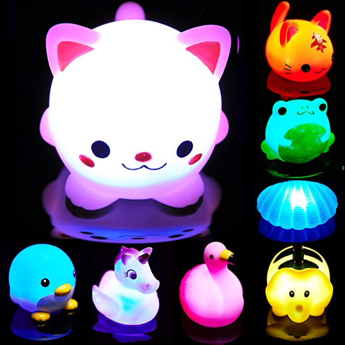 Bath Toys for Toddlers Baby 8 Pack Light Up Toys - Bathtub Toy Flashing Colourful LED Light Shower Bathtime for Kids Toddler Child Infants Preschool Bathroom Bathtub Shower Swimming Pool Party Games