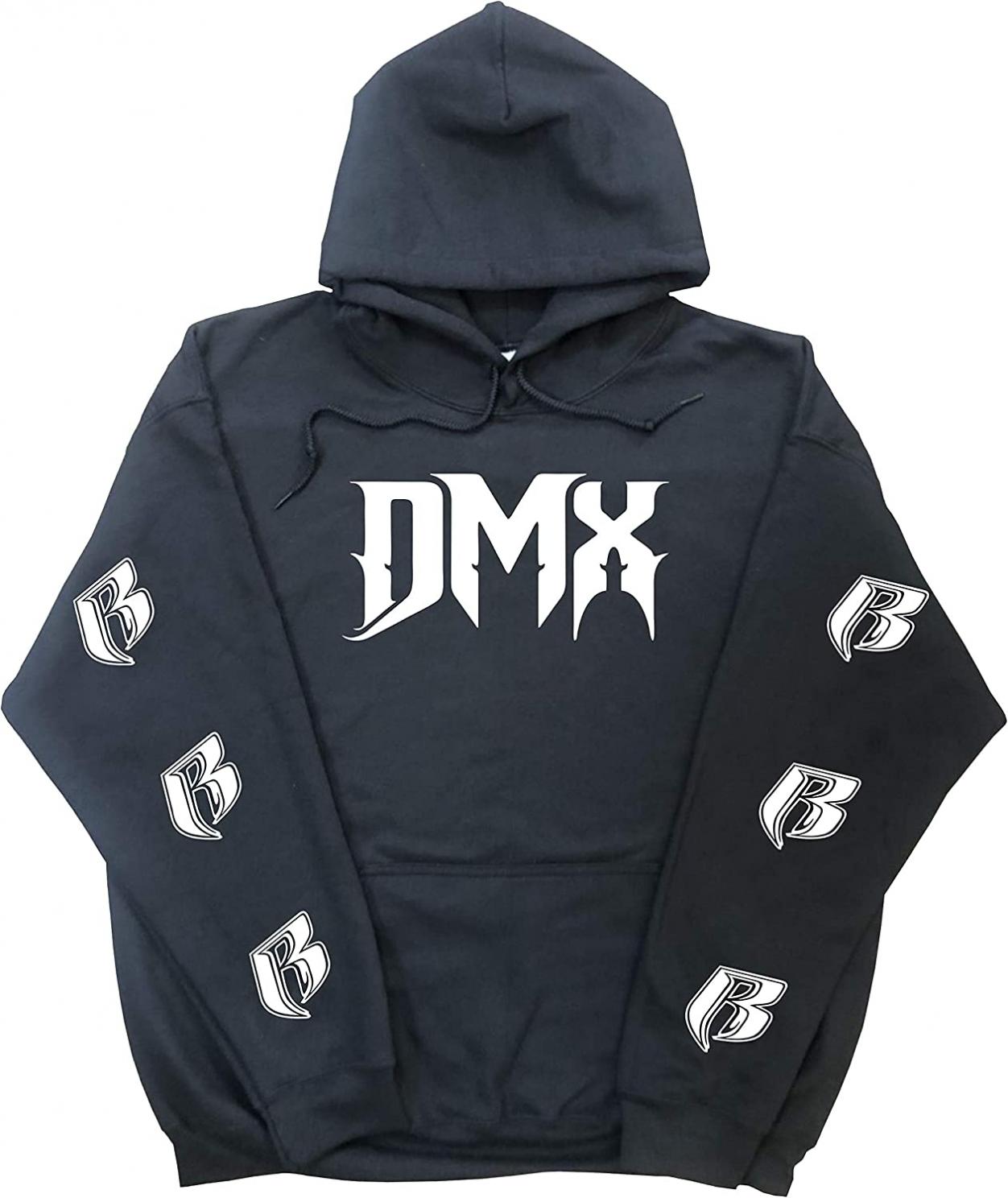 DMX Hoodie with Ruff Ryders Sleeves Black (White Design)
