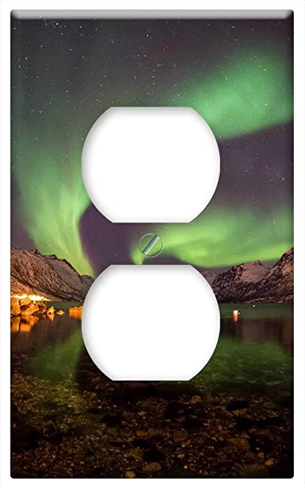 Switch Plate Outlet Cover - Aurora Borealis Night Northern Lights Scenic Water 1