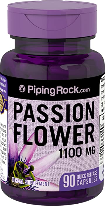 Piping Rock Passion Flower 1100 mg 90 Quick Release Capsules Herbal Supplement