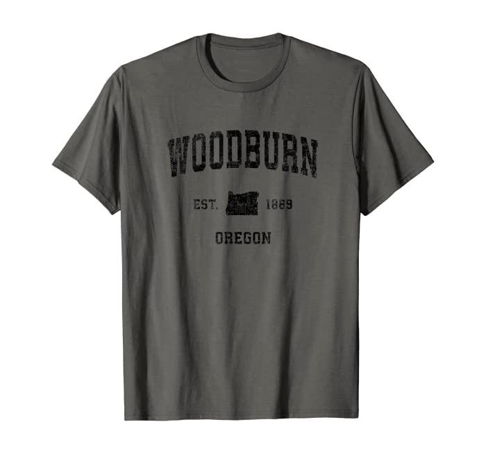 Woodburn Oregon OR Vintage Sports Design Black Print T-Shirt