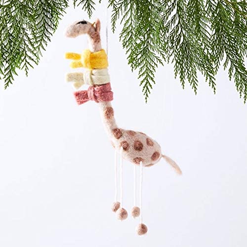 West Elm Street Embroidered Felt Animal Giraffe in Scarf Christmas Ornament - 1 Each