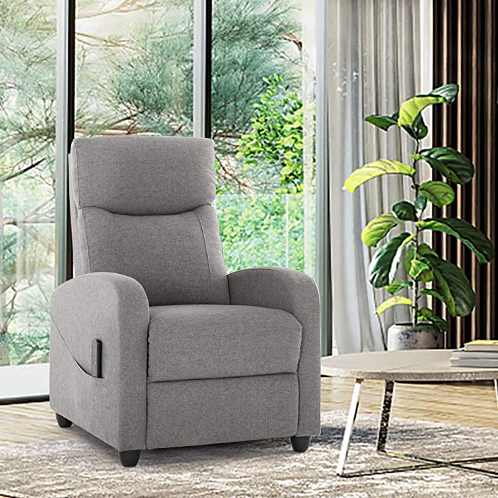 Fabric Massage Recliner Chair Living Room Chair Adjustable Home Theater Seating Winback Single Recliner Sofa Chair Lazy Boy Recliner Padded Seat Push Back Recliners Full Body Armchair for Living Room