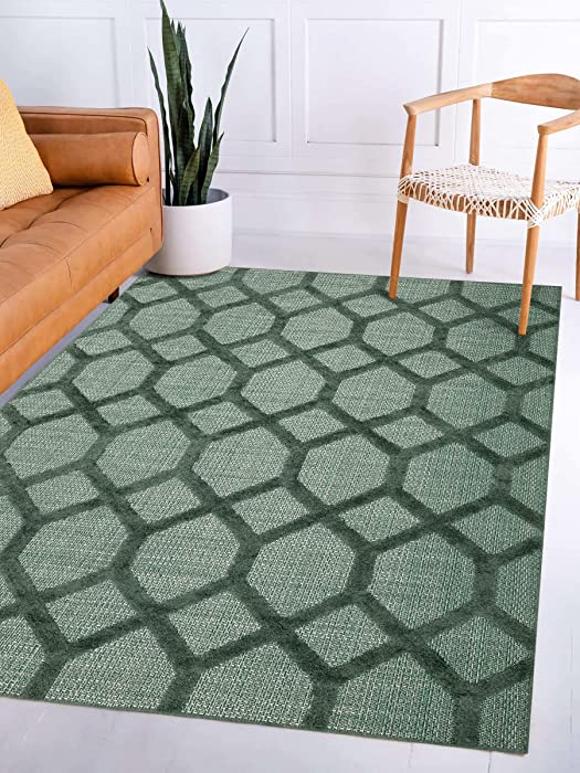 Regence Home Vintage Trellis Area Rugs - 5x7 Feet - in Sage - Hand-Sewn Construction - Durable Rugs for Living Room, Bedroom, Study - Enhance Your Home Decor Collection